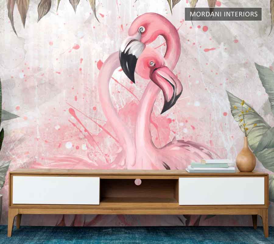 PINK FLAMINGO TROPICAL WALL MURALS _ M